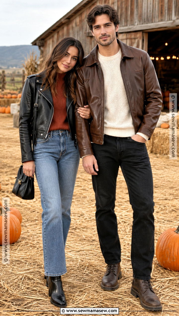 Leather Jacket Pumpkin Patch Couple Outfit - 25 Pumpkin Patch Couple Outfit Ideas