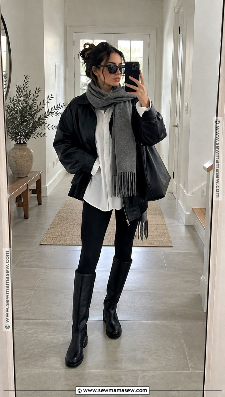 Leather Jacket With Leggings And Riding Boots - 15 fall fashion leather jacket ideas