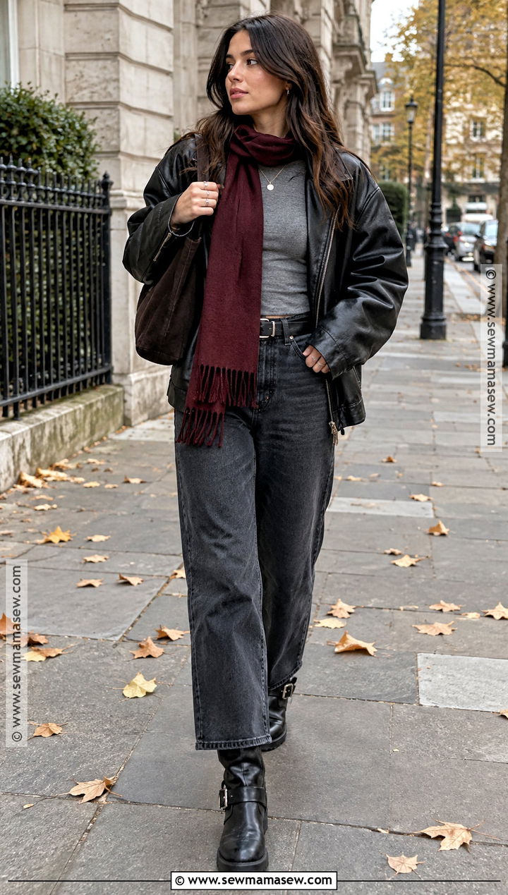 Leather Jacket With Moto Boots - 15 autumn outfits boots fall fashion