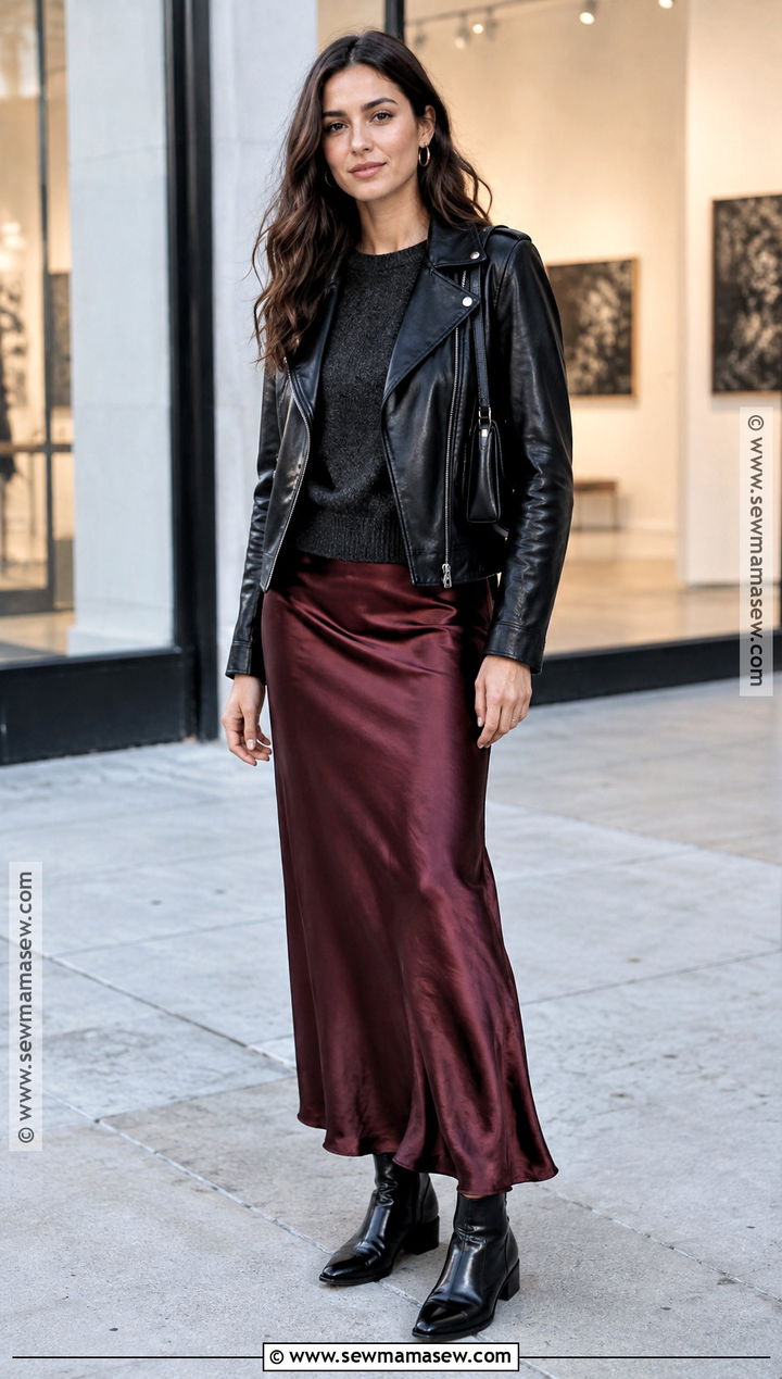 Leather Jacket With Slip Skirt And Boots - 25 fall city outfits