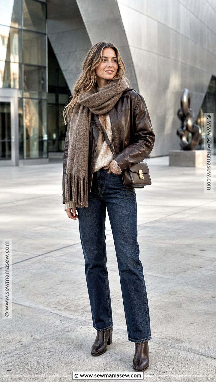 Leather Jacket With Sweater And Dark Wash Jeans - 15 denver colorado november outfits