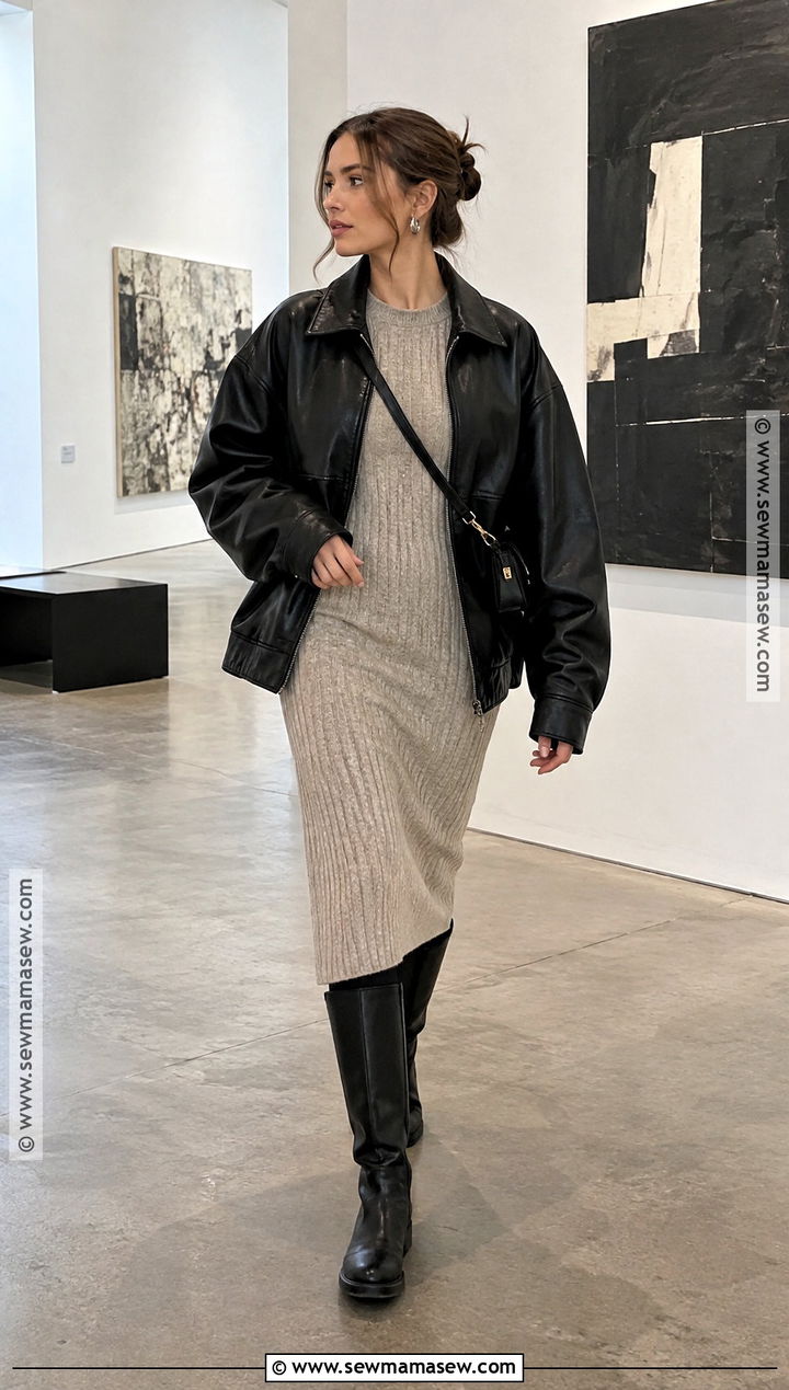 Leather Jacket and Knit Dress London Outfit - 15 London Outfits Fall 2026