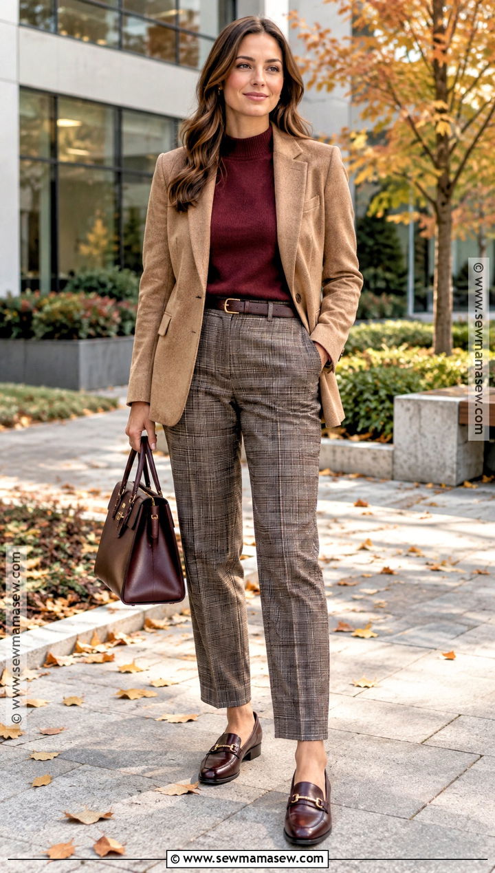 Leather Loafers With Plaid Trousers And A Cashmere Sweater - 15 leather loafers fall fashion ideas