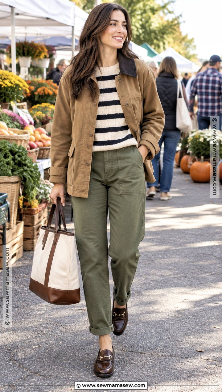 Leather Loafers With Utility Pants And A Barn Jacket - 15 leather loafers fall fashion ideas