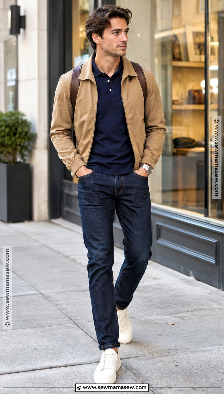 Leather Sneakers With Jeans And Harrington Jacket - 20 fall shoes for men