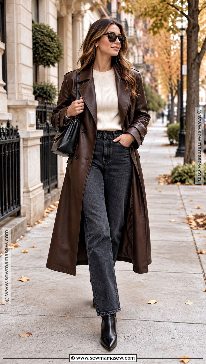 Leather Trench Coat Fall Street Style Outfit - 15 fall 24 street style ideas