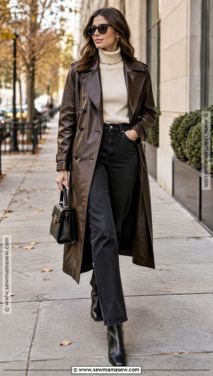Leather Trench Coat Outfit - 25 fall coats for women