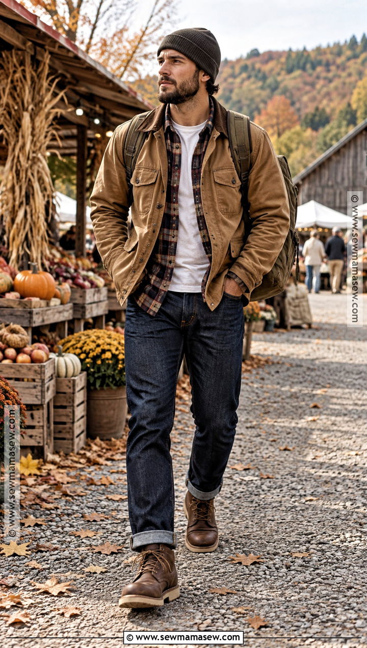 Leather Work Boots With Raw Denim And Flannel Shirt - 20 fall shoes for men