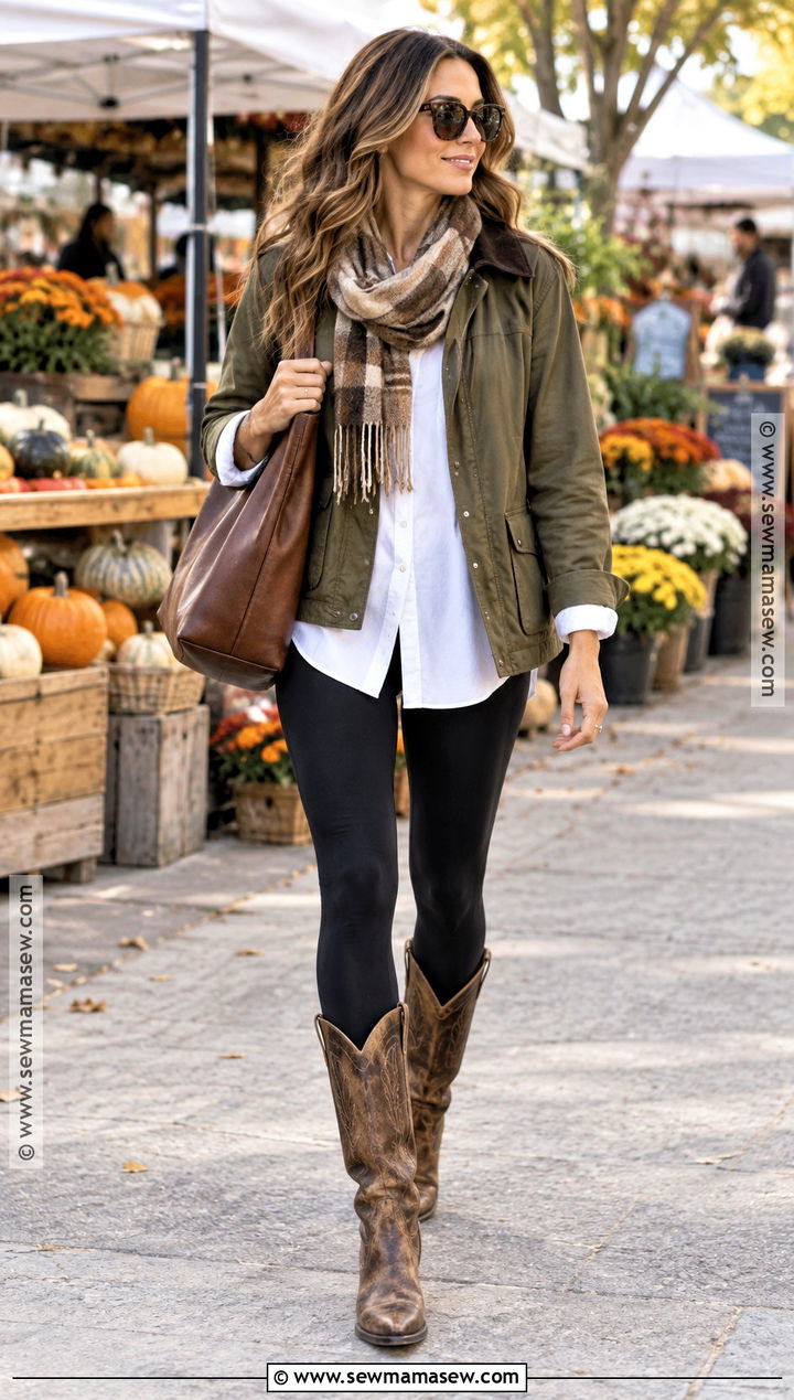 Leggings And Cowboy Boots Fall Outfit - 25 Cowboy Boots Outfit Fall