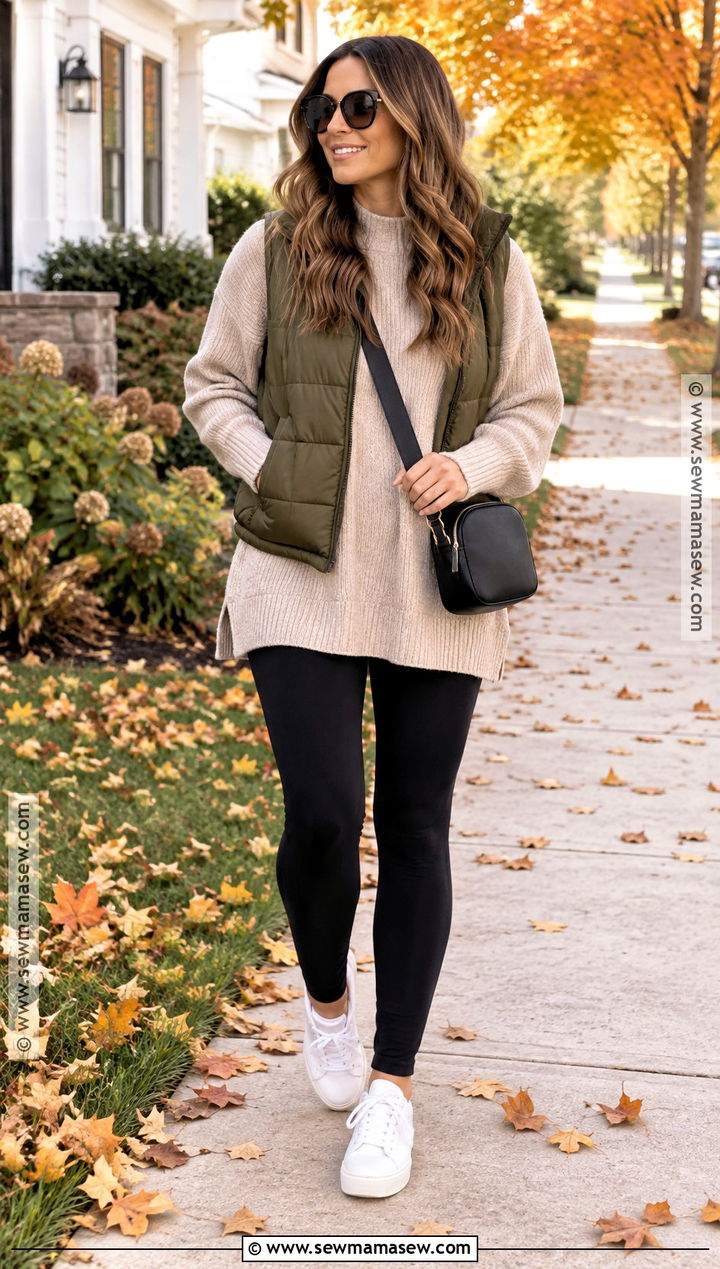 Leggings And Oversized Sweater Fall Outfit - 20 Easy Fall Outfits for Moms