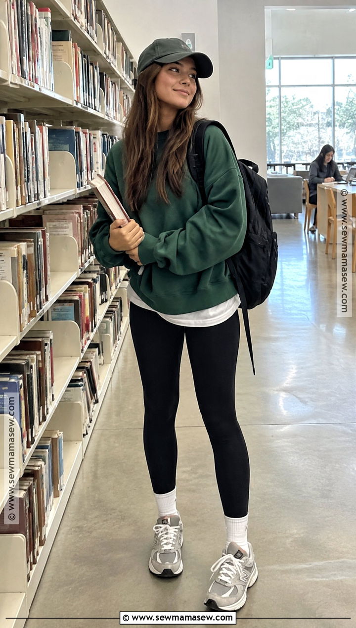 Leggings And Oversized Sweatshirt Back To School Outfit - 20 outfit ideas for back to school