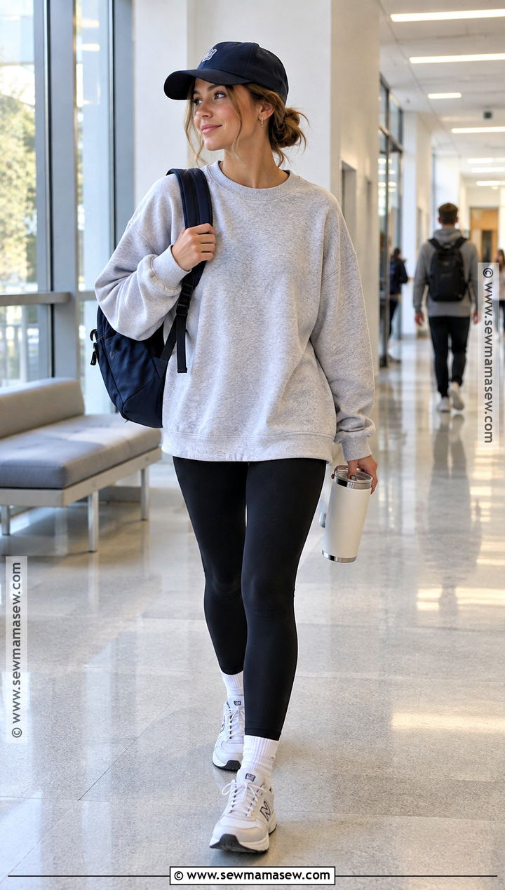 Leggings And Oversized Sweatshirt School Outfit - 25 back to school outfit ideas