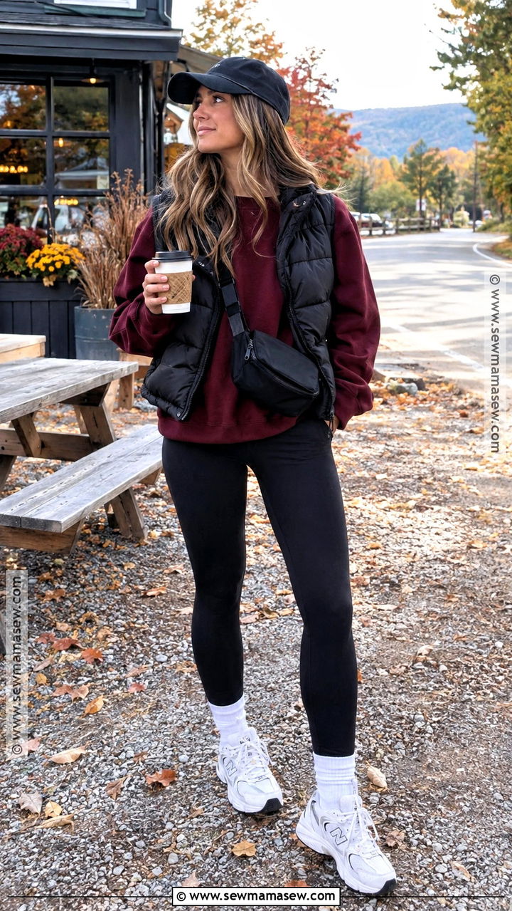Leggings And Puffer Vest Fall Road Trip Outfit - 20 road trip outfit fall ideas