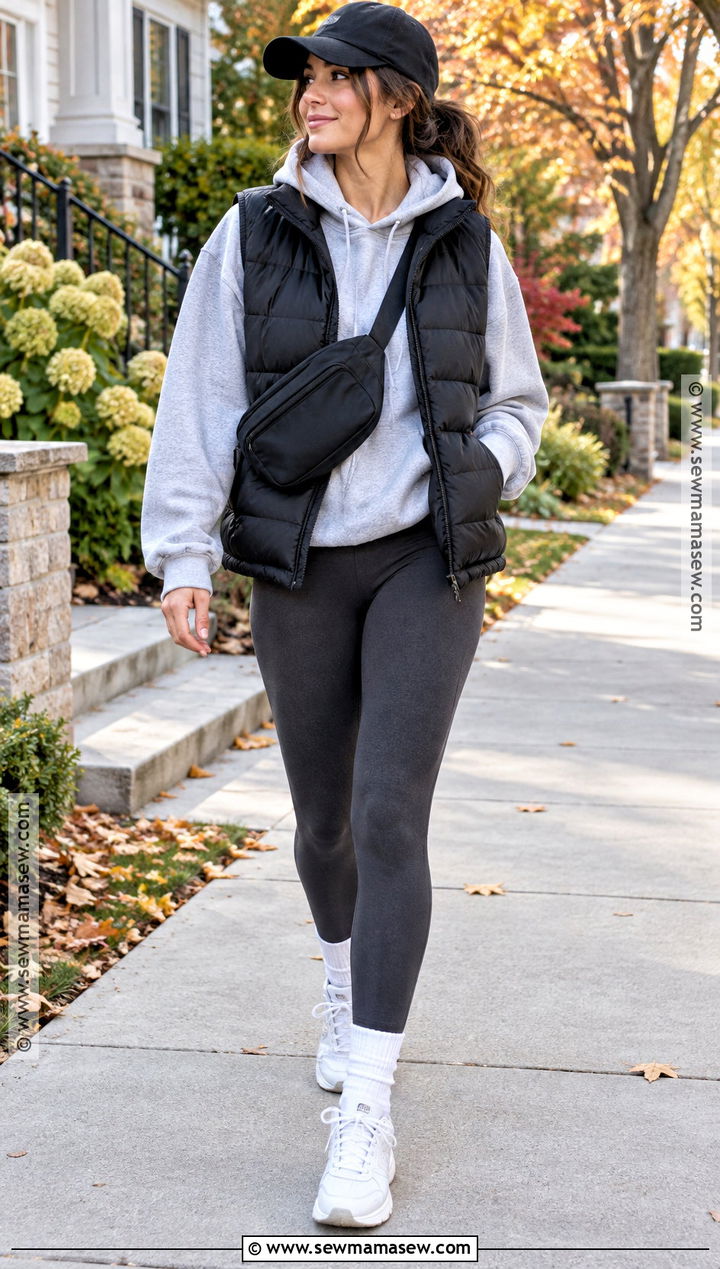 Leggings With Hoodie And Puffer Vest - 15 Fall 2026 Outfits Leggings