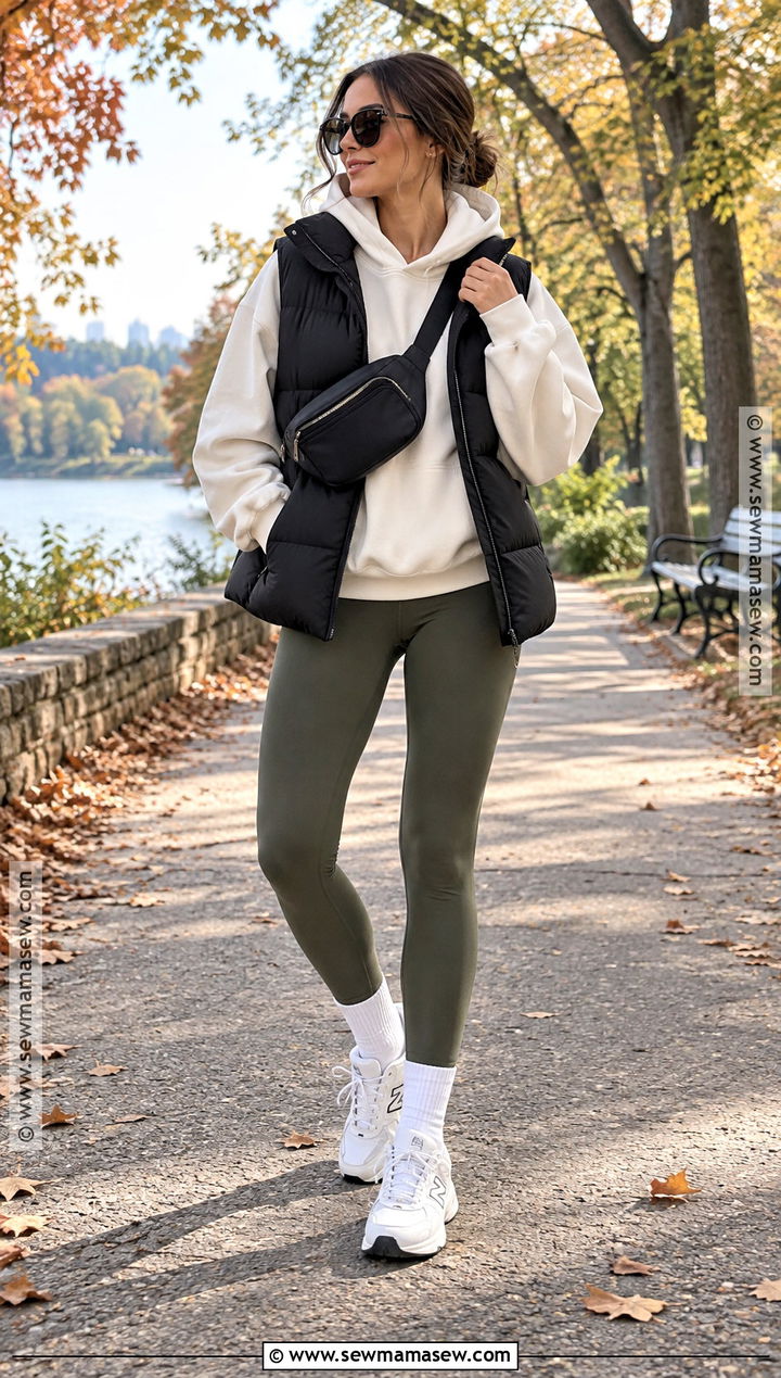 Leggings With Puffer Vest And Hoodie - 25 leggings outfit fall