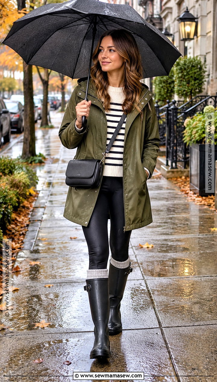 Leggings With Raincoat And Rain Boots - 25 fall leggings outfit