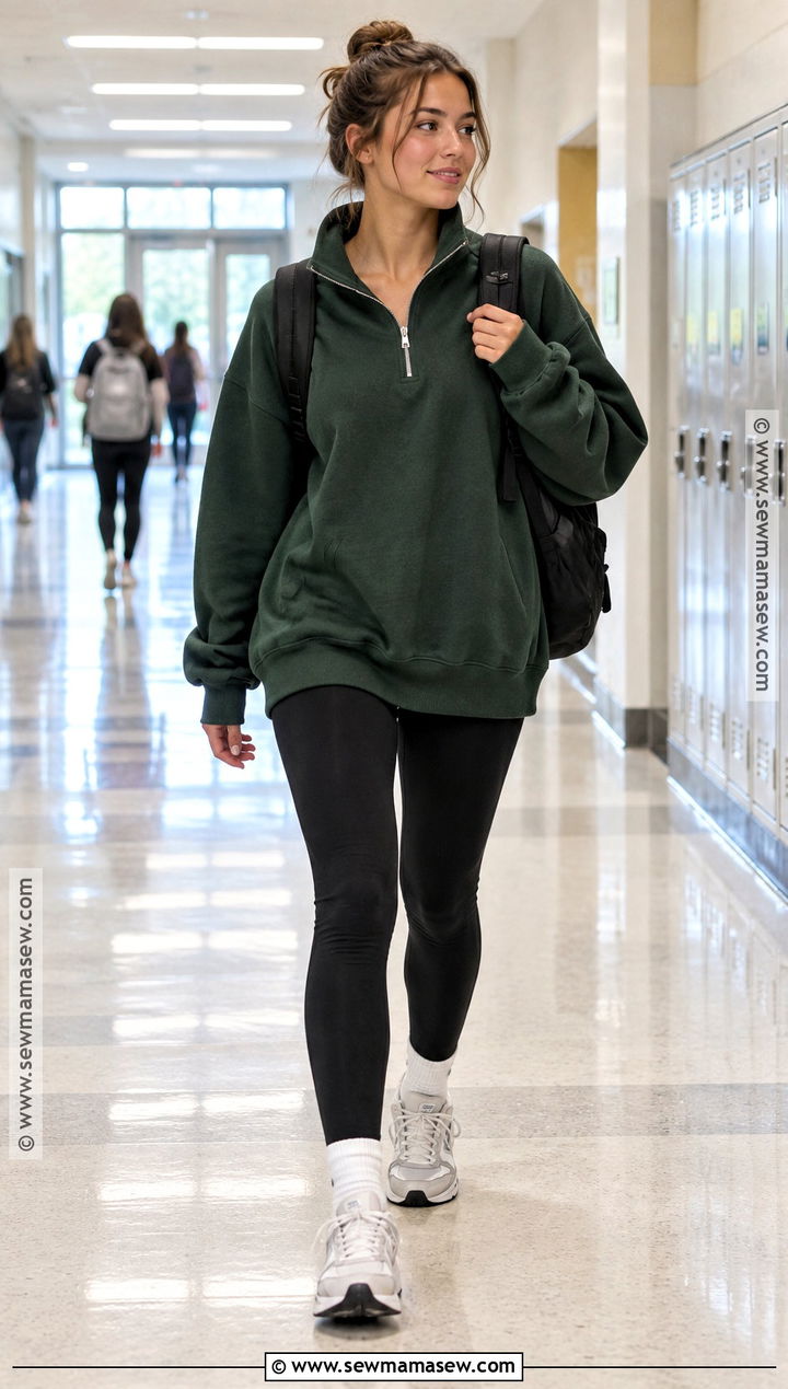 Leggings With Tunic Sweatshirt and Running Shoes - 15 pants for back to school