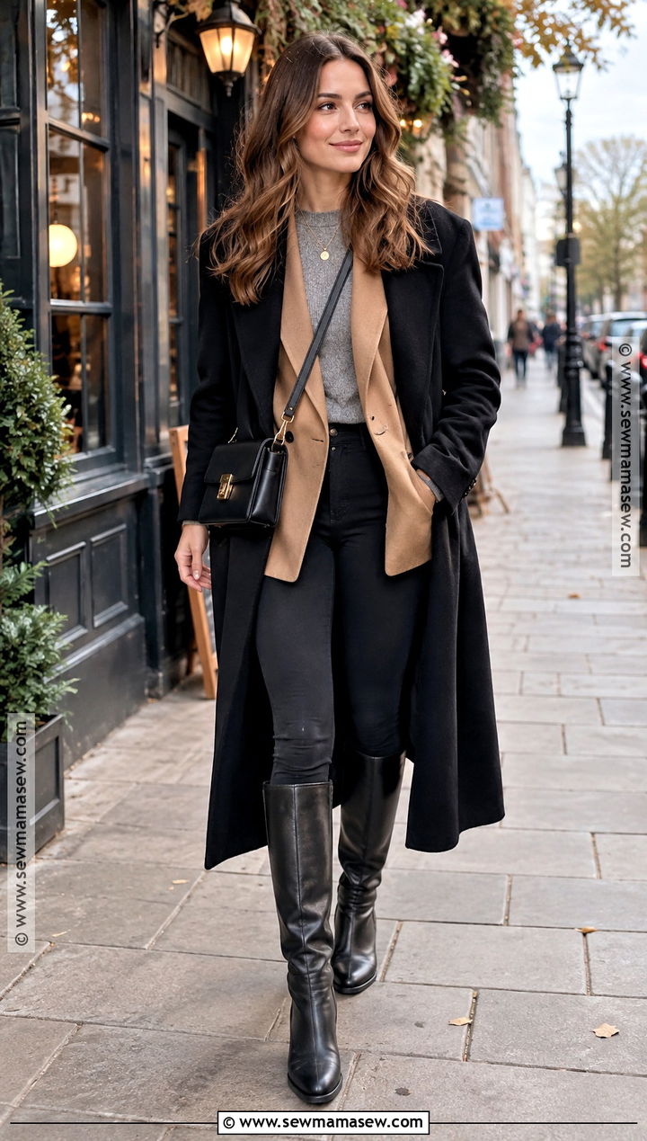 Leggings and Longline Blazer Autumn Pub Outfit - 20 autumn pub outfit ideas