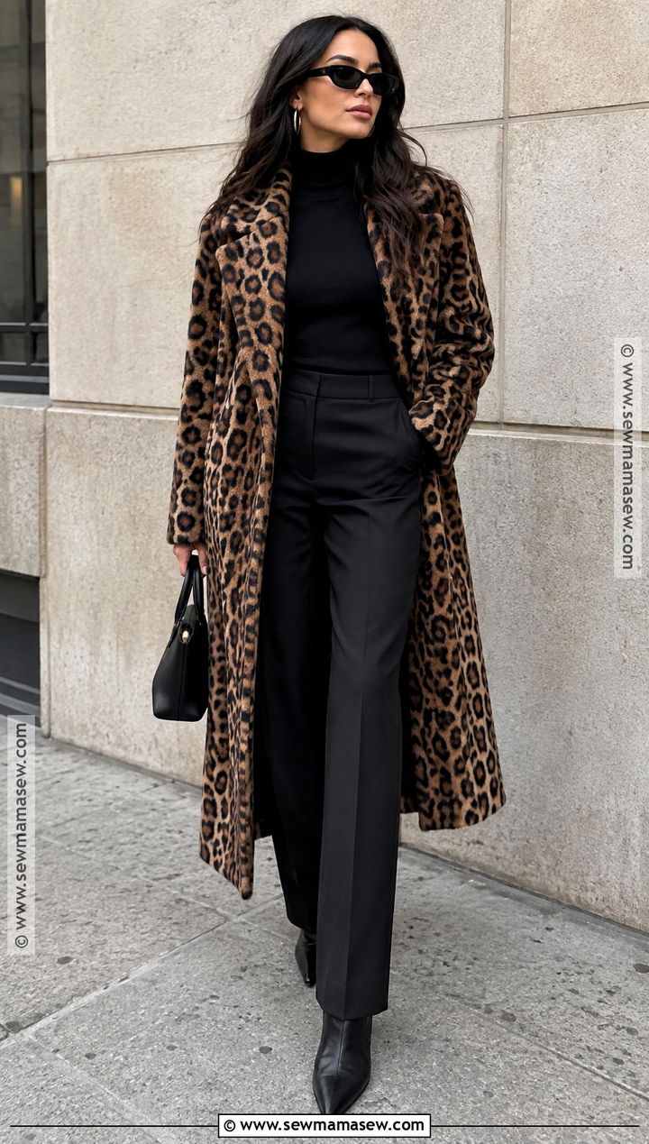 Leopard Coat And All Black Fall Baddie Outfit - 25 fall fits baddie