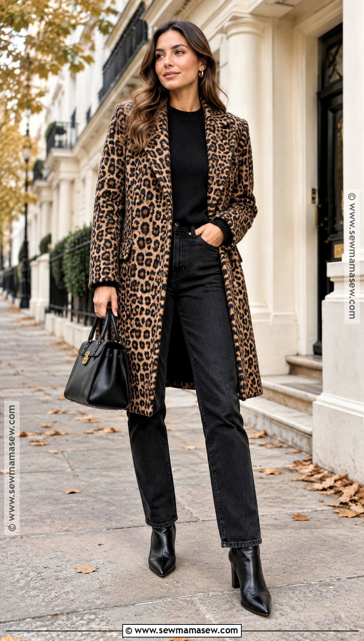 Leopard Coat And Black Jeans Autumn Outfit - 15 Autumn Outfit Inspo Ideas 2026