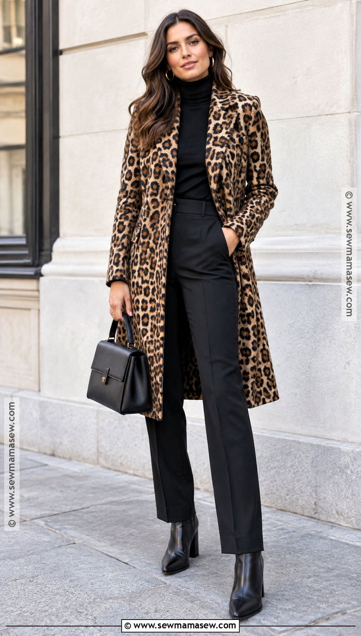 Leopard Coat Fall Outfit With All Black Basics - 20 chic outfits fall