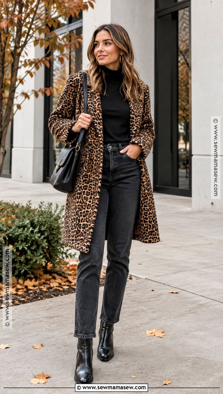 Leopard Coat With Black Knit And Jeans - 15 new fall fashion trends 2026