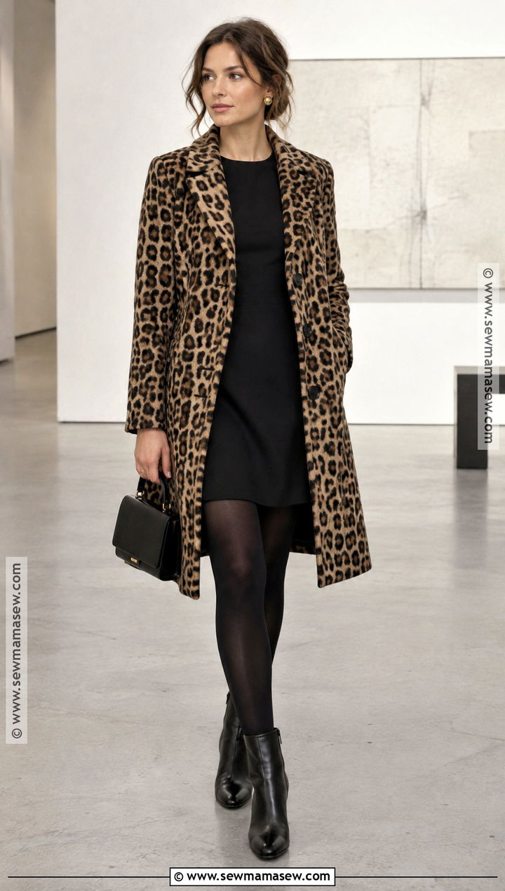 Leopard Coat With Black Shift Dress - 20 2026 Fall Fashion Ideas