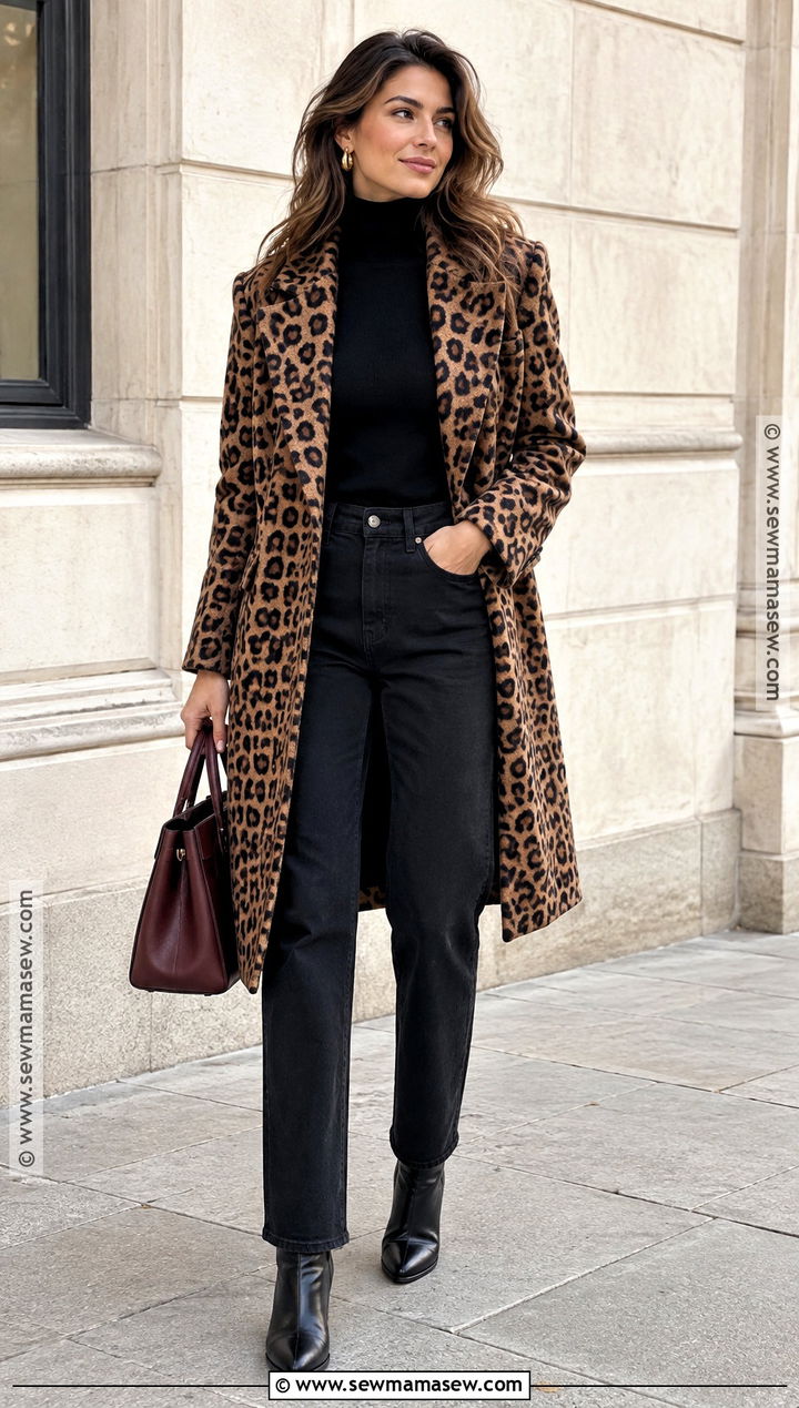 Leopard Coat and Black Jeans Autumn Outfit - 15 autumn women outfits 2026