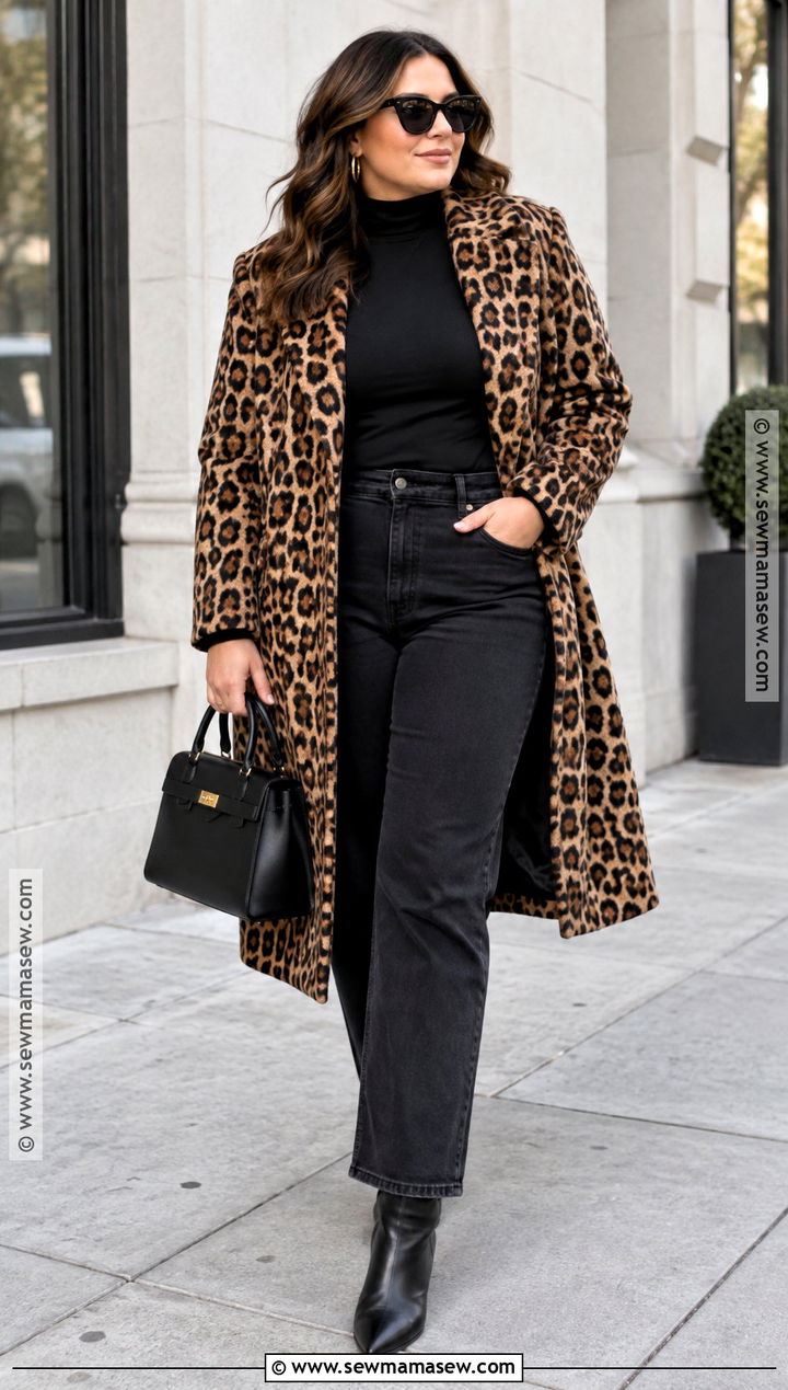 Leopard Print Coat And Black Jeans Outfit - 15 november 2026 fashion trends