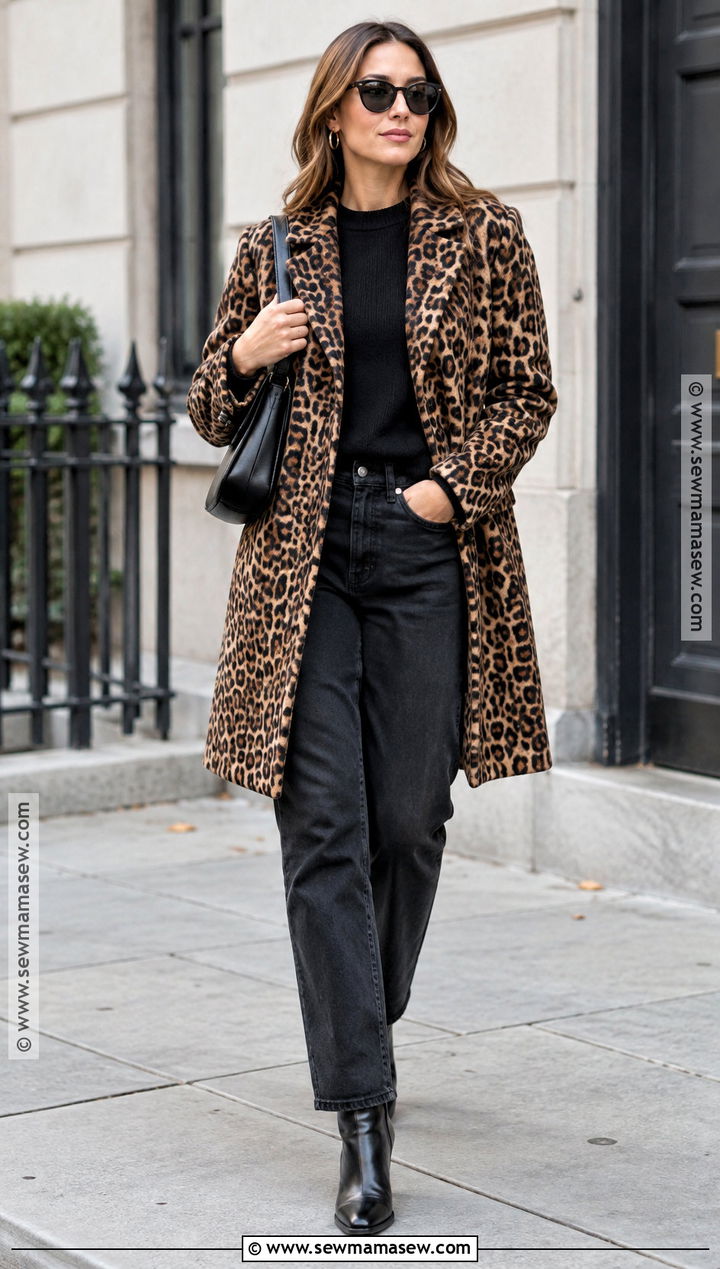 Leopard Print Coat And Black Jeans Outfit - 15 Fashion AutumnWinter 20242020 Ideas