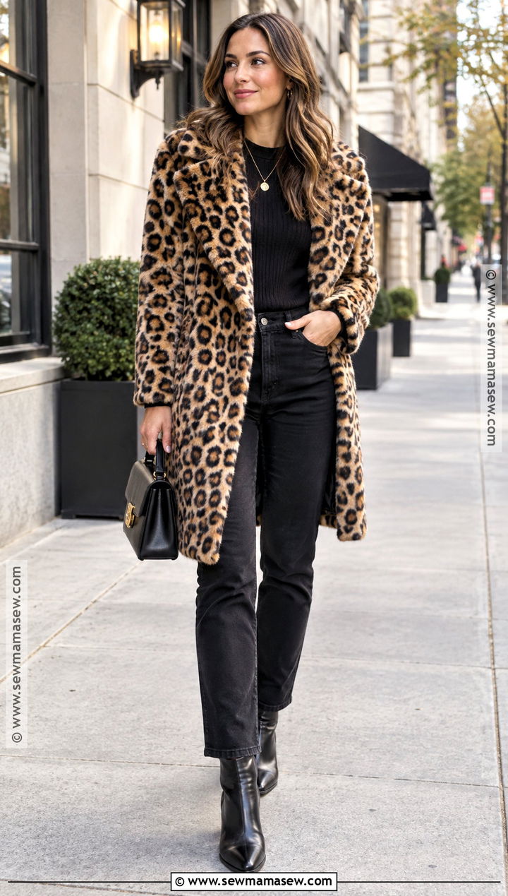 Leopard Print Coat With An All Black Outfit - 15 fall coats 2026