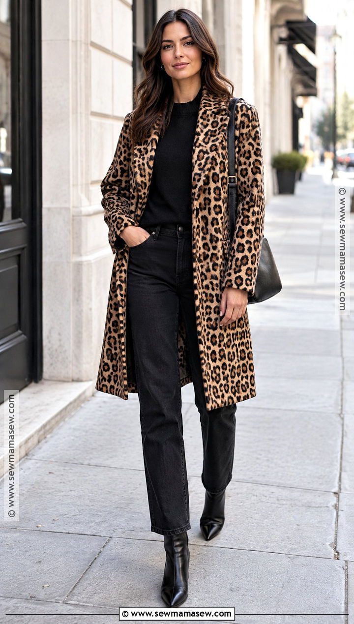 Leopard Print Coat With Black Basics - 25 fall coats
