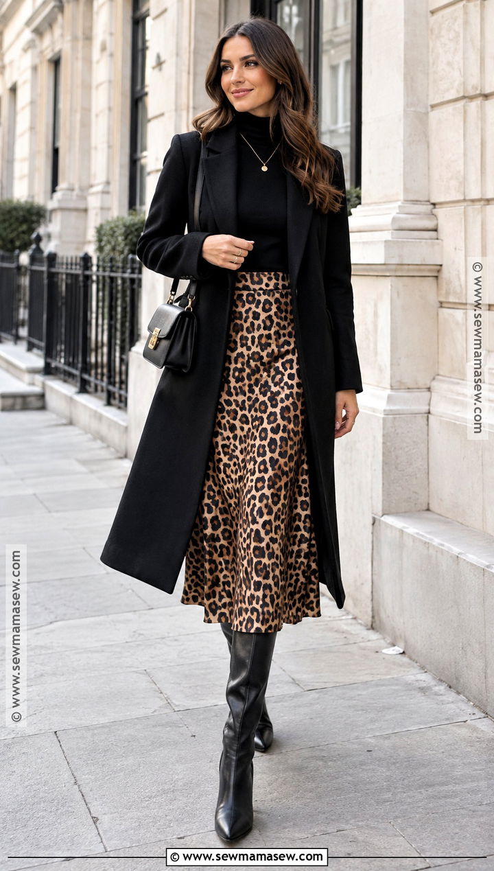Leopard Print Midi Skirt and Knit Outfit - 15 2026 fall and winter fashion ideas