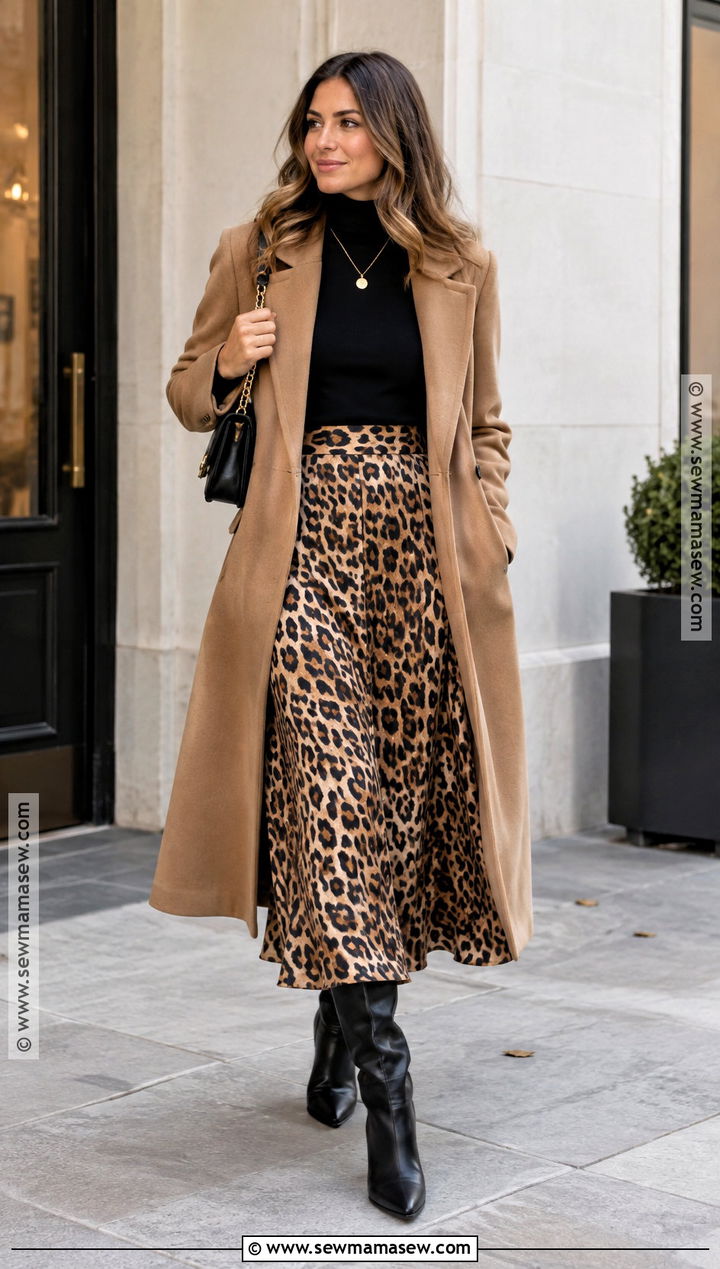 Leopard Print Skirt And Black Knit Autumn Outfit - 15 outfits for autumn 2026