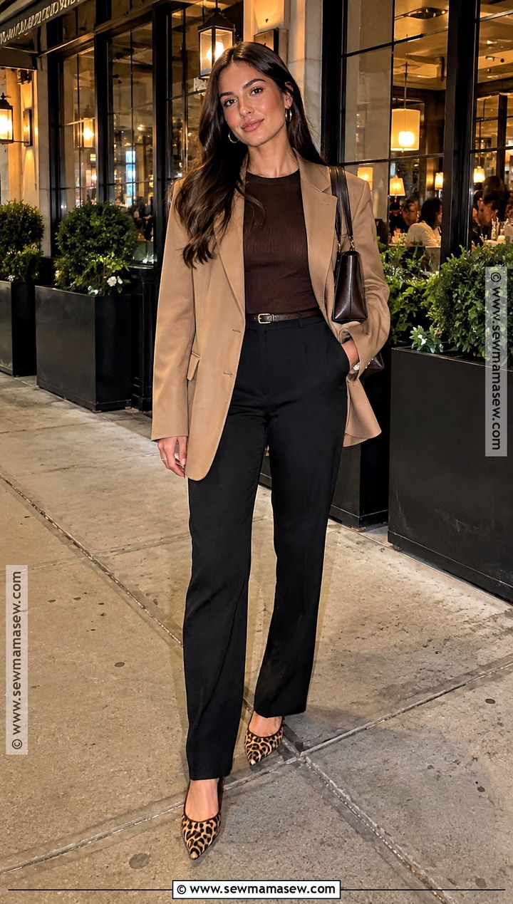 Leopard Shoes And Black Trousers NYC Fall Night Outfit - 15 nyc fall night outfits