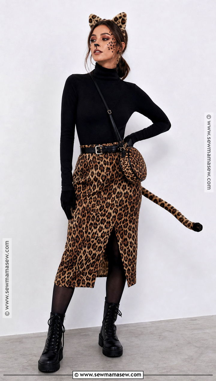 Leopard Skirt And Turtleneck Costume - 35 Leopard Costume Ideas for Women
