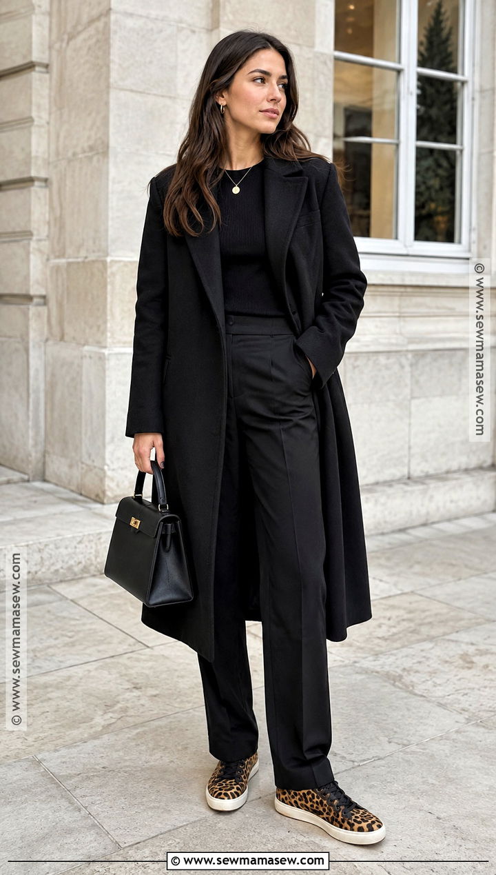Leopard Sneakers With an All Black Outfit - 25 autumn sneakers