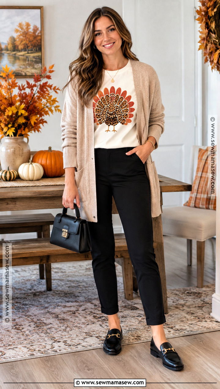 Leopard Turkey Thanksgiving T Shirt With Black Pants - 20 Thanksgiving Tshirt Ideas