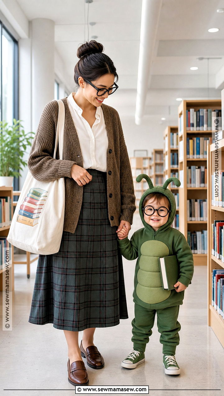 Librarian And Bookworm Costume - 30 Mom And Toddler Halloween Costumes