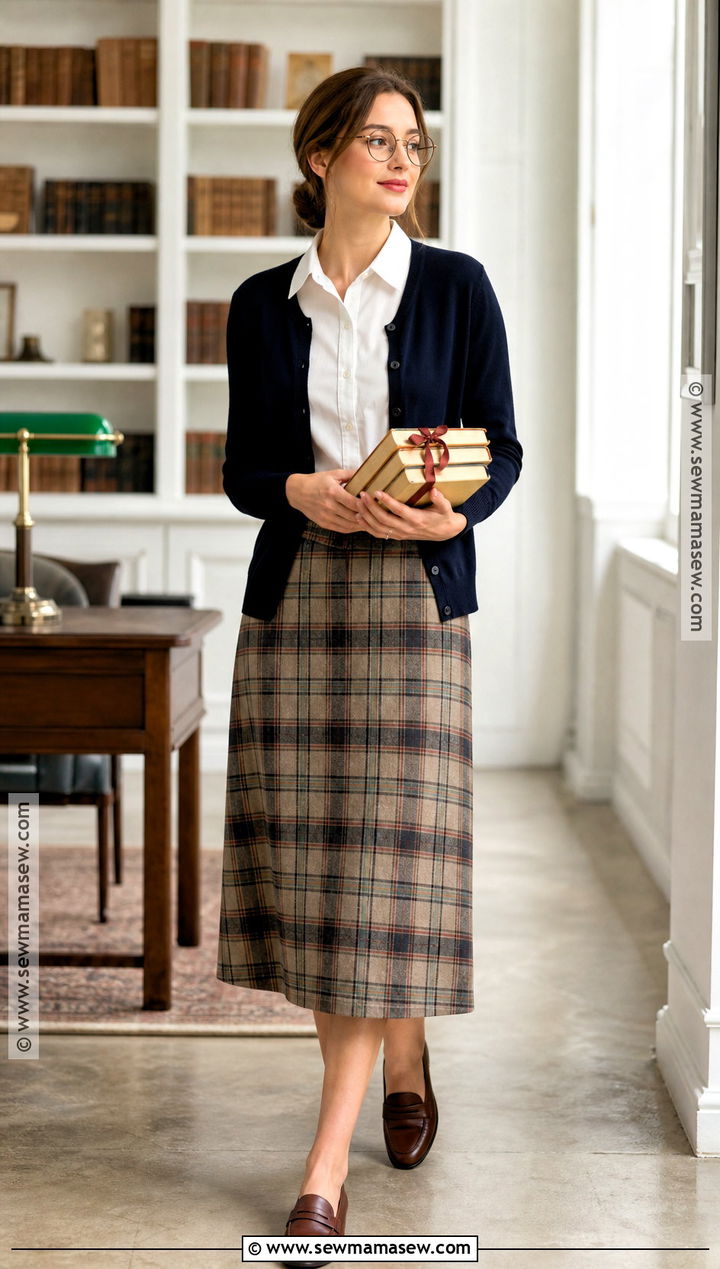 Librarian Costume With Cardigan And Books - 35 easy halloween costumes for work