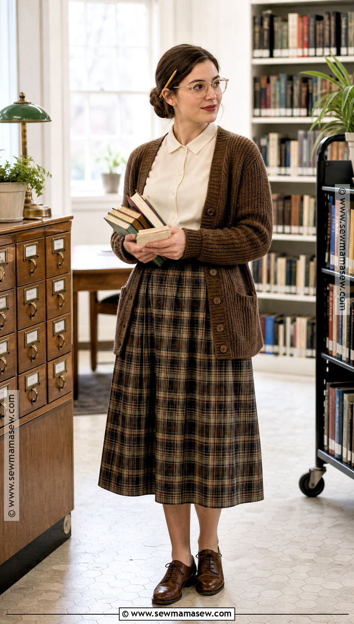 Librarian Costume With Cardigan And Glasses - 45 easy last minute halloween costumes