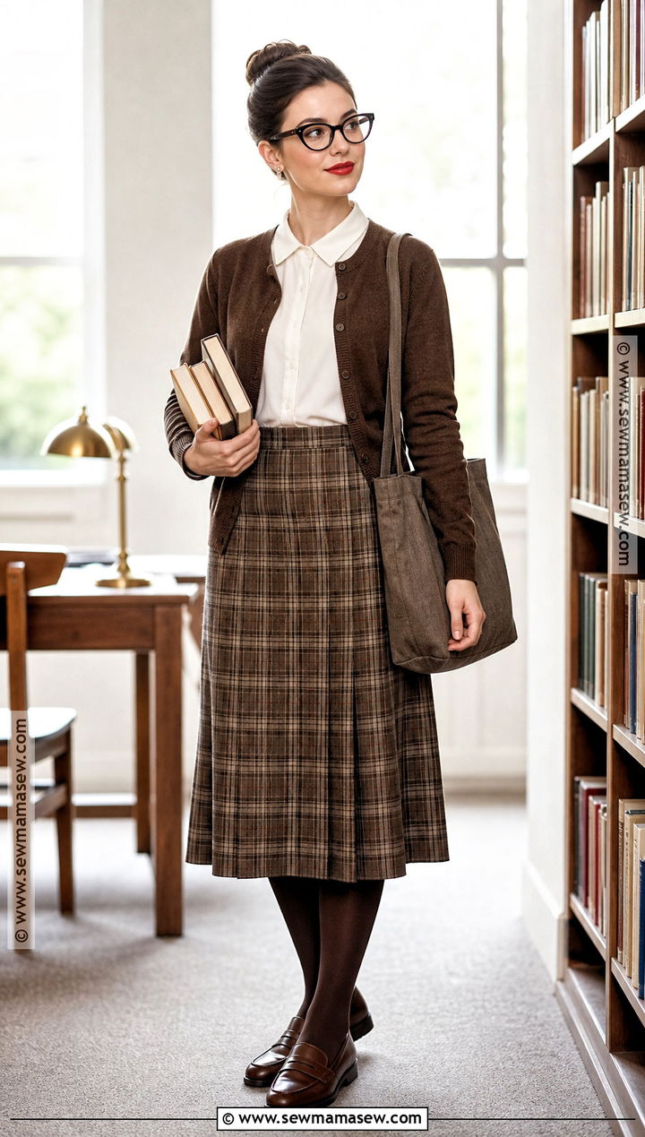 Librarian Costume With Cardigan And Skirt - 50 easy halloween costumes for women