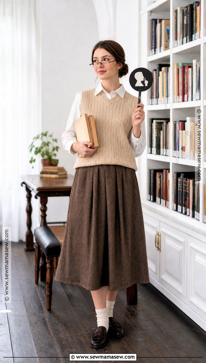 Librarian Costume With Sweater Vest - 30 at home costume ideas