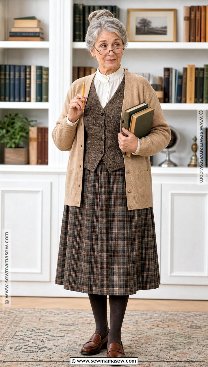 Librarian Grandma Costume With Books - 40 grandma costume ideas