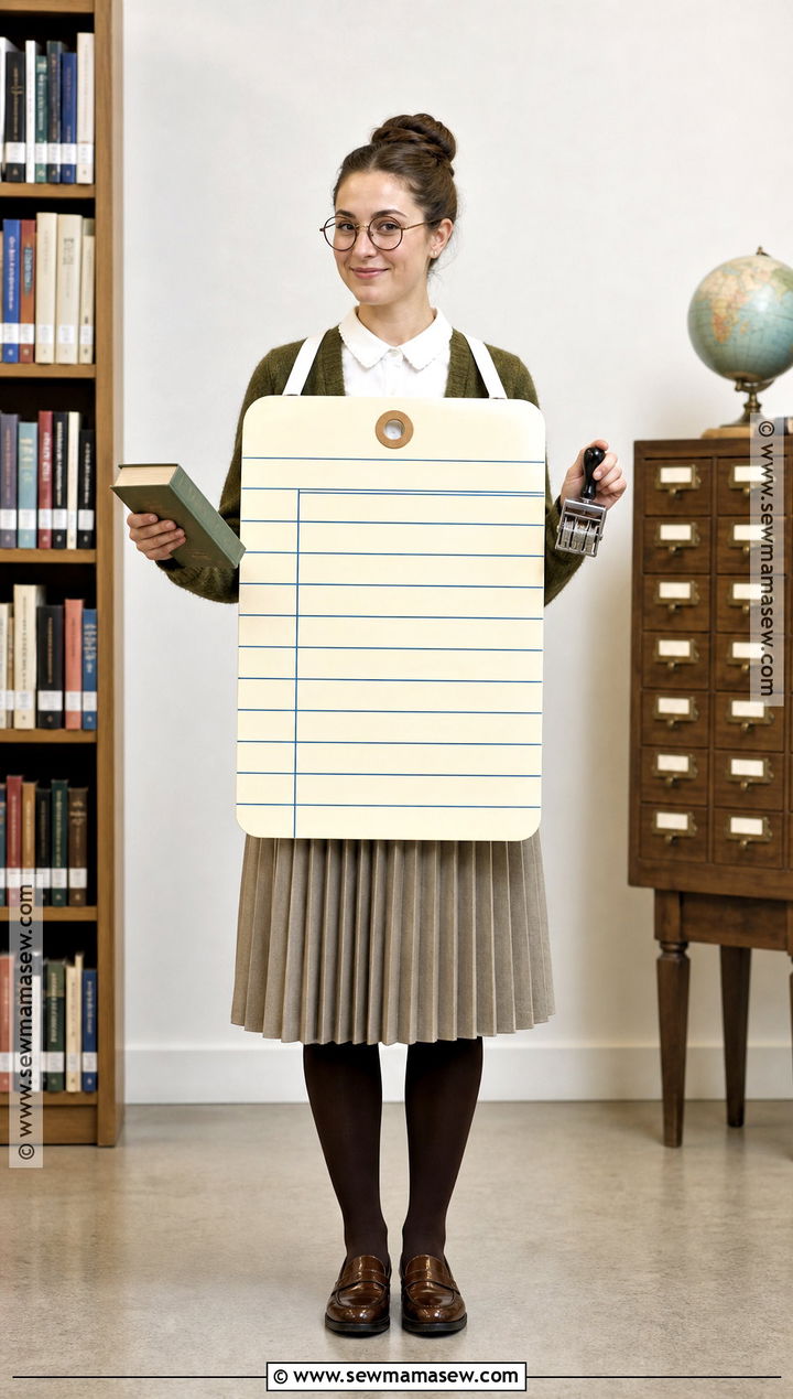 Library Card Librarian Costume With Cardigan - 30 librarian costume ideas