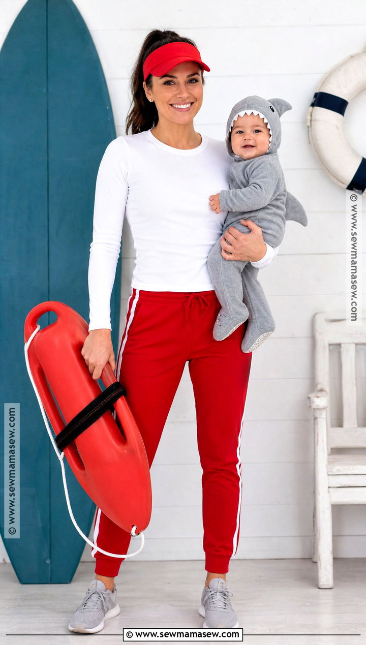 Lifeguard And Baby Shark Costume - 30 mom and baby costumes