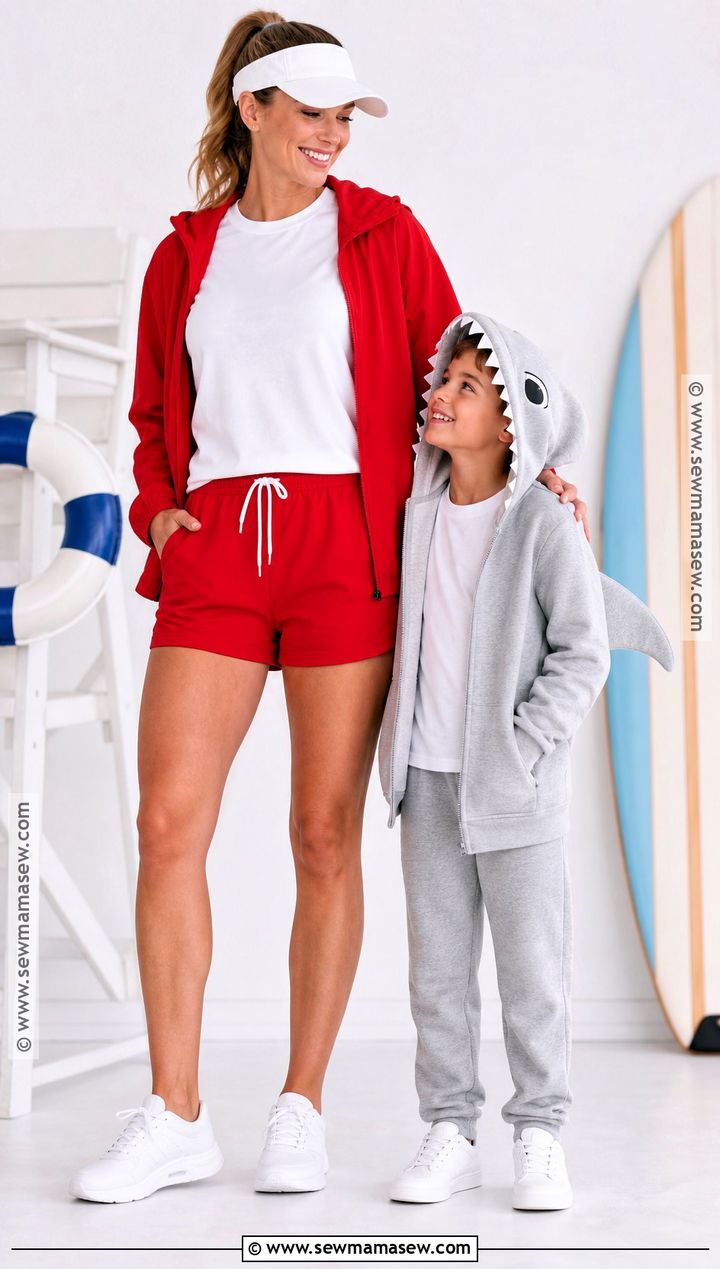 Lifeguard And Shark Costume - 30 mother son halloween costumes