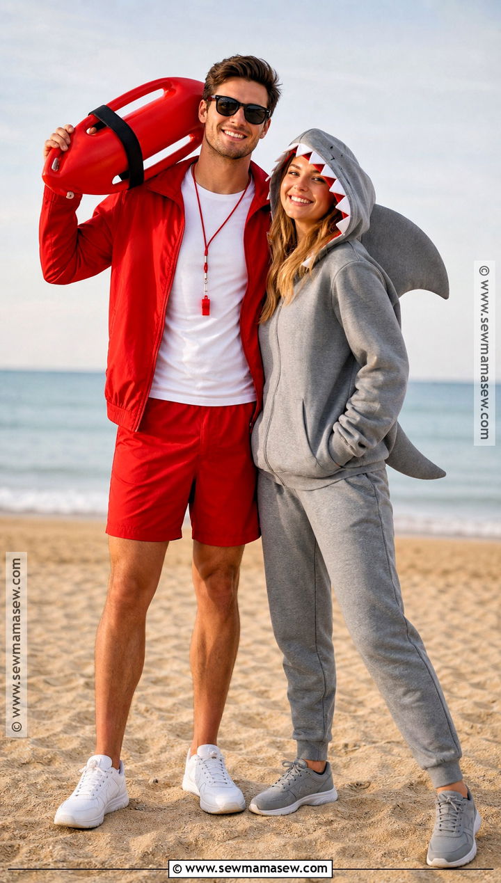 Lifeguard And Shark Couples Costume - 35 fun couples costumes