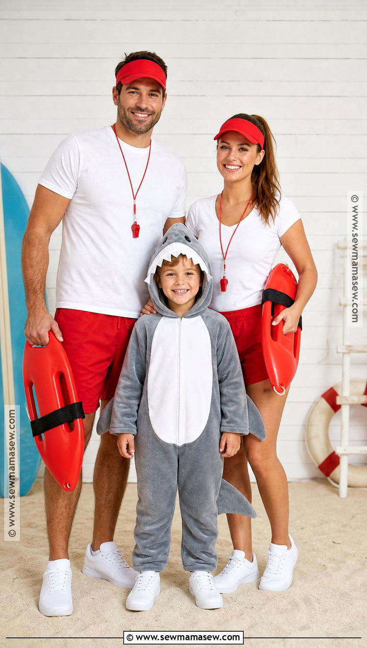 Lifeguards And Shark Costume - 30 family costumes for 3