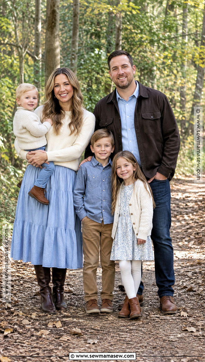 Light Blue And Chocolate Brown Family Outfit - 20 blue fall family pictures outfits